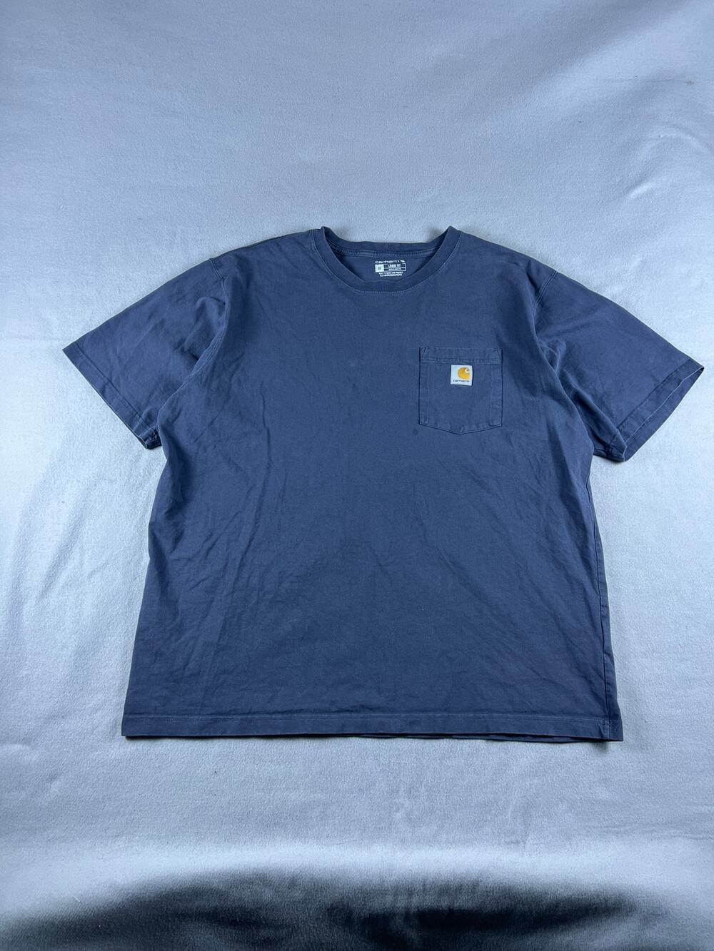 Carhartt T-Shirt Men XL Navy Blue Loose Fit Sioux Falls Graphic Print Pocket Tee